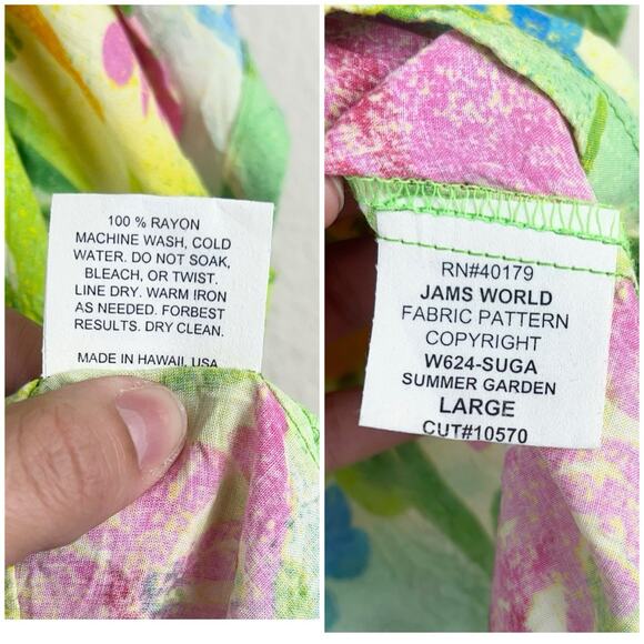 Jams World Summer Garden Floral Hawaiian Shirt Women’s L 100% Rayon - Picture 3 of 9